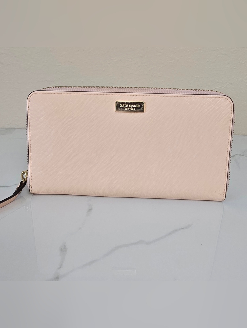 kate spade Blush Pink Zip-Around Leather Wallet